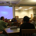  The fourth PTSA meeting was held in the library on Nov. 26 to discuss various updates on campus activity amongst parents and admin. Senior Shailee Samar was a guest to the meeting to talk about her Walk One Week program. Photo by Catherine Lockwood. 