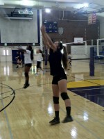 Senior Hannah Pollek practices setting the ball during tryouts.