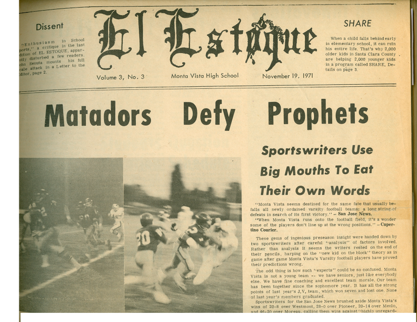 El Estoque newsletter in 1970. El Estoque is spanish for the sword the matador sticks into the bull. 
