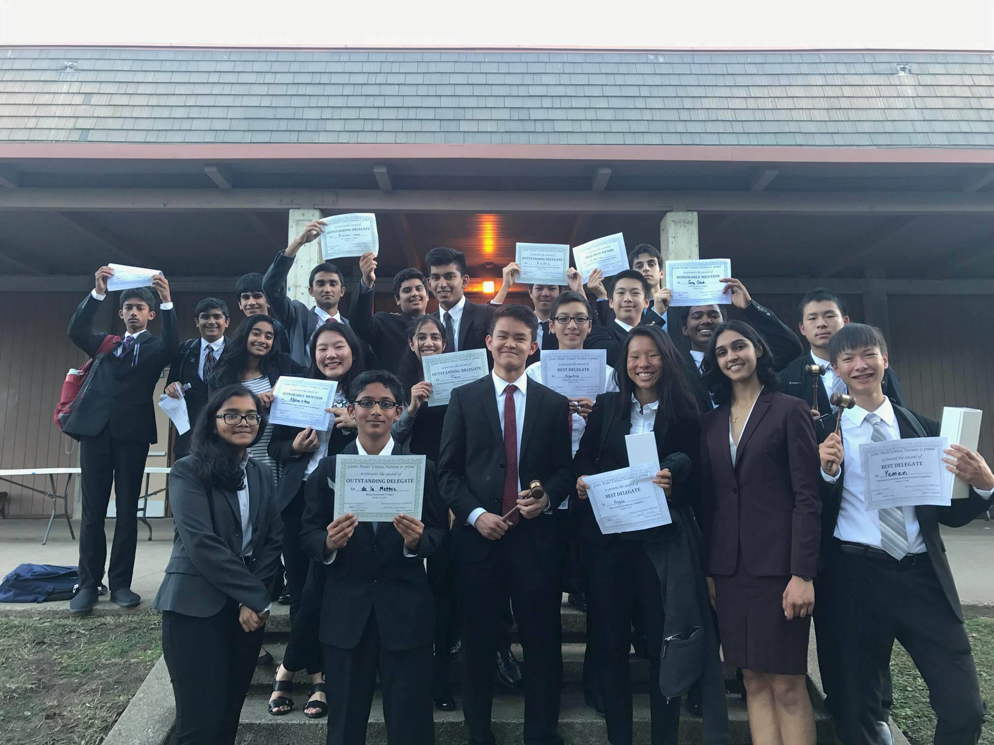 The MVHS MUN delegation poses with their awards after the GHS conference. The conference was the first of the 2017-2018 school year. Photo used with permission from Amit Chandramouly.