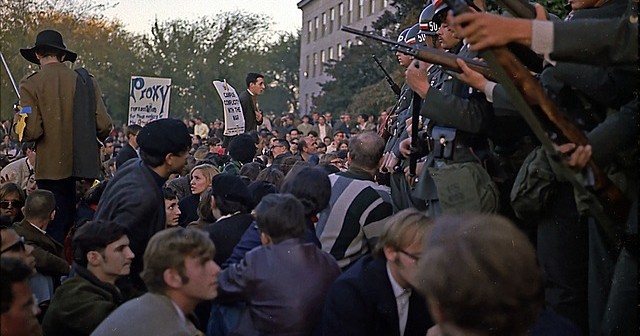 College students protest against the Vietnam War. Prinz was one of these individuals 50 years ago. 