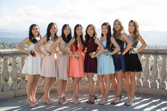Law (center left) and her friends at junior prom last year. Photo used with permission of Ian Lee.