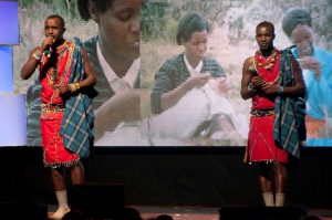 Meikuaya and Ntirkana were guest speakers at the 2012 “We Day,” an international Free the Children event in Vancouver. Photo used with permission of Amalia Liagos.