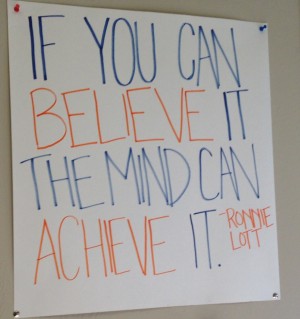 Motivational posters line the walls of the Cupertino campaign office. Since the campaign introduced its student fellowship program, it has focused on inspiring students. Photo by Elia Chen.