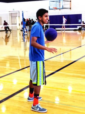 Junior Vishal Kathardekar regularly plays basketball with the basketball club. 