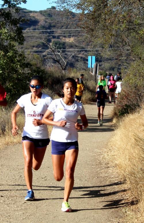 The girls run at cross country practice on Sept. 29 at the Cupertino Resevoir. 