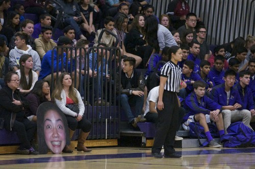 The supportive bleachers were packed with the boys basketball team, a giant cut out of senior Christina Jennings and other familiar faces on Feb. 20. MVHS lost 48-46 to Cupertino HS at the Matadors' Senior Night game.