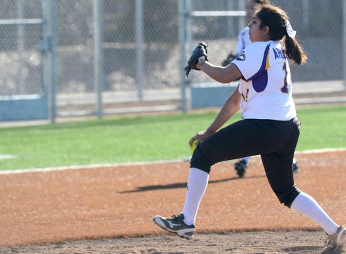 Senior Tamanna Ahluwalia pitches to Mission San Jose High School on March 25. Ahluwalia, player of the game, threw a shutout in the 10-0 game. Photo by Pranav Iyer