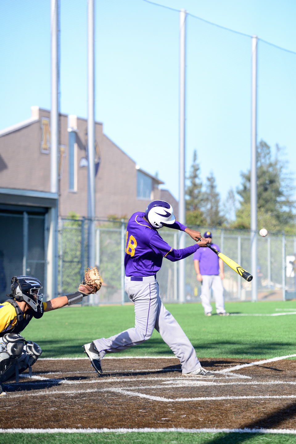 MVHS gets a hit in the final inning. The Matadors used multiple hitters to score here and end the game 4-3.