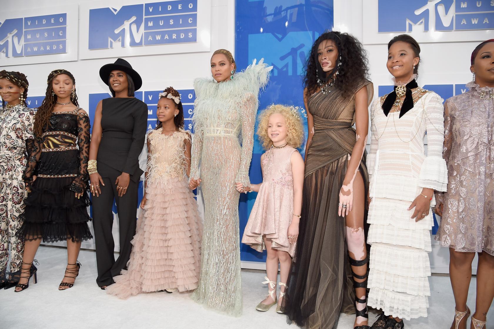 Beyoncé standing with the mothers of Trayvon Martin, Eric Garner, Michael Brown and Oscar Grant III. Kevin Mazur—Getty Images