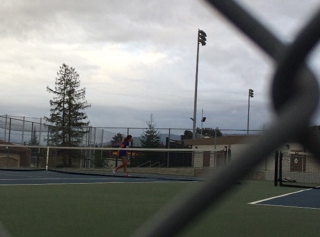 Sophomore Leslie Ligier was the last one to finish her match. During the intense last set, a small crowd had formed in front of her and her opponent's court. Ligier ended up winning the last set 6-4, bringing MVHS' final score against GHS to 5-2.