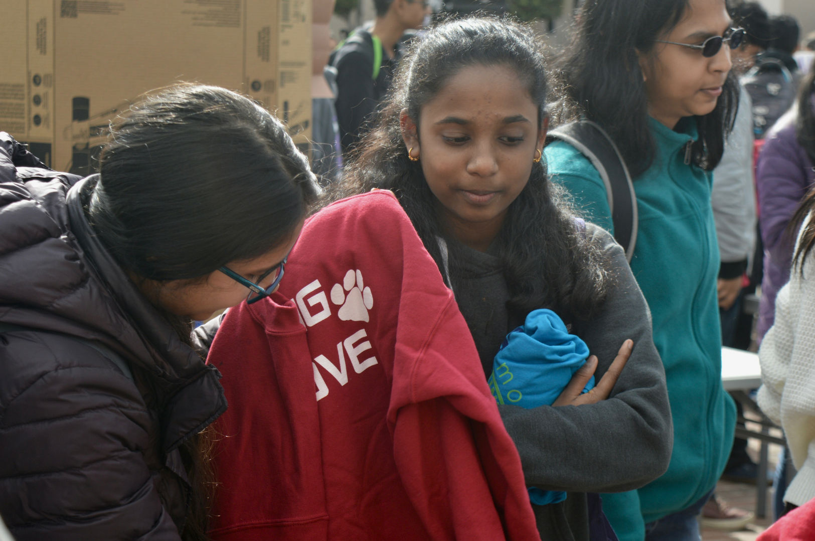 A student takes a closer look at the sweatshirts of Leo Club. If a student chose to buy a Teddy Gram for two dollars, the club would deliver the bear and a note to the student’s friend. As a bonus, those who bought a Teddy Gram also received a free sweatshirt.