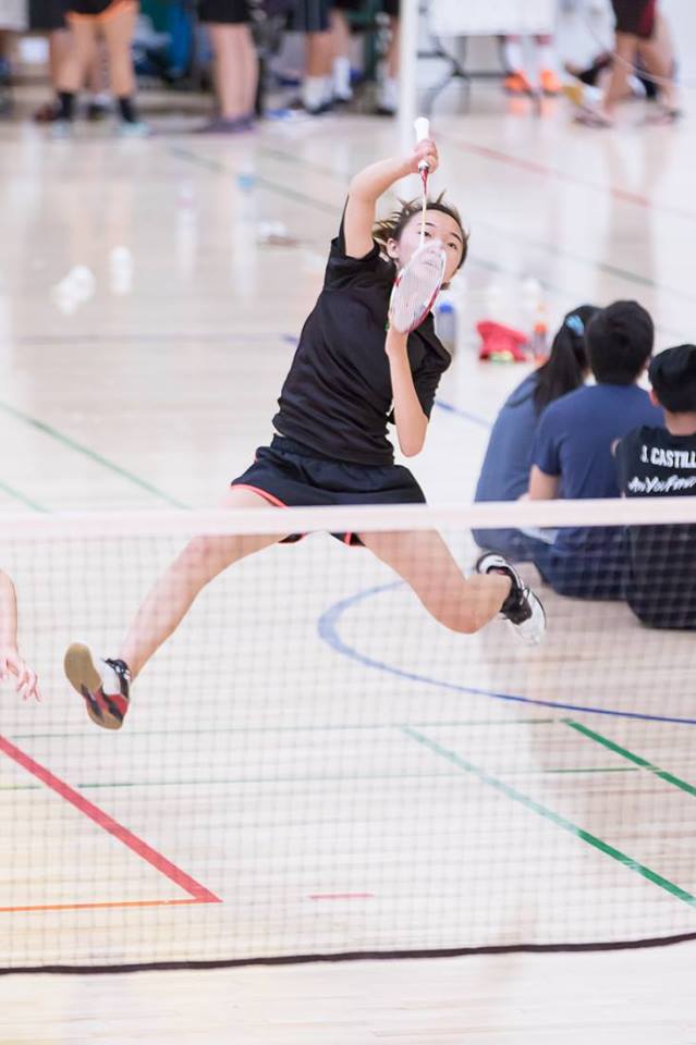 Junior Karina Wang plays in the San Jose State Uni Smash-Offs in the summer of 2017. Wang is now the vice president of MVHS Badminton club and is working to improve the skills of other members on the team.  